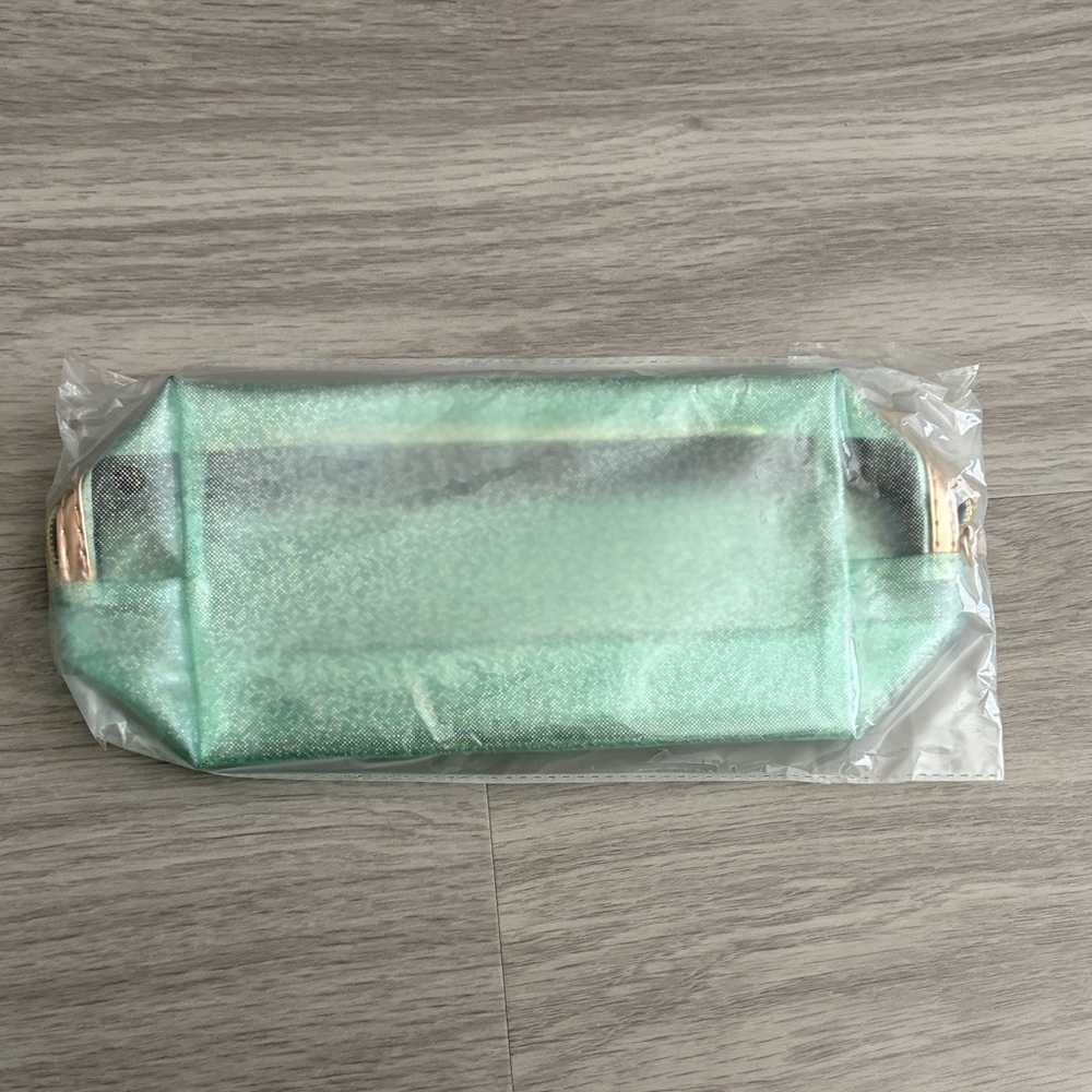 Green Shimmer Transparent Waterproof Cosmetic Bag PVC